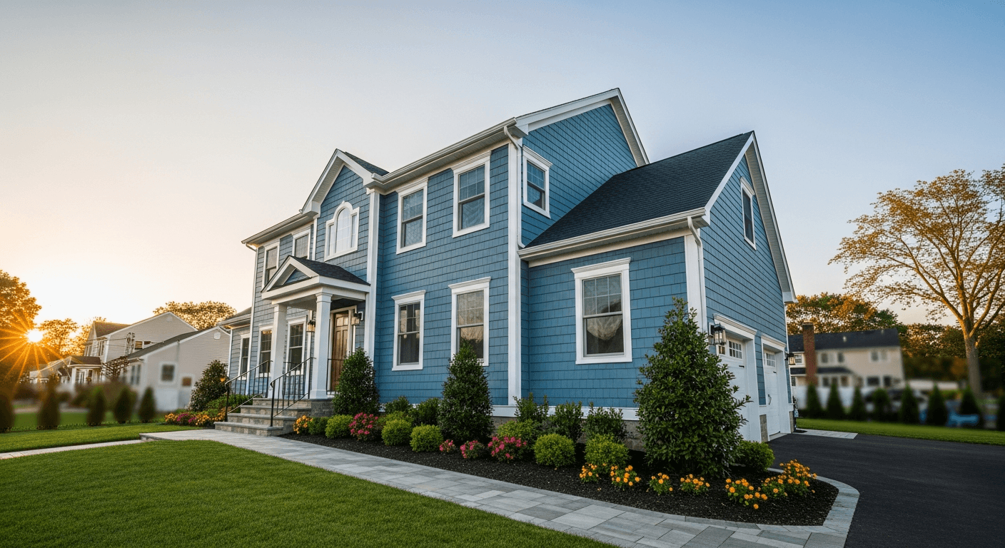 Completed exterior remodel on a New Jersey colonial home by Ridgeline Remodeling Group